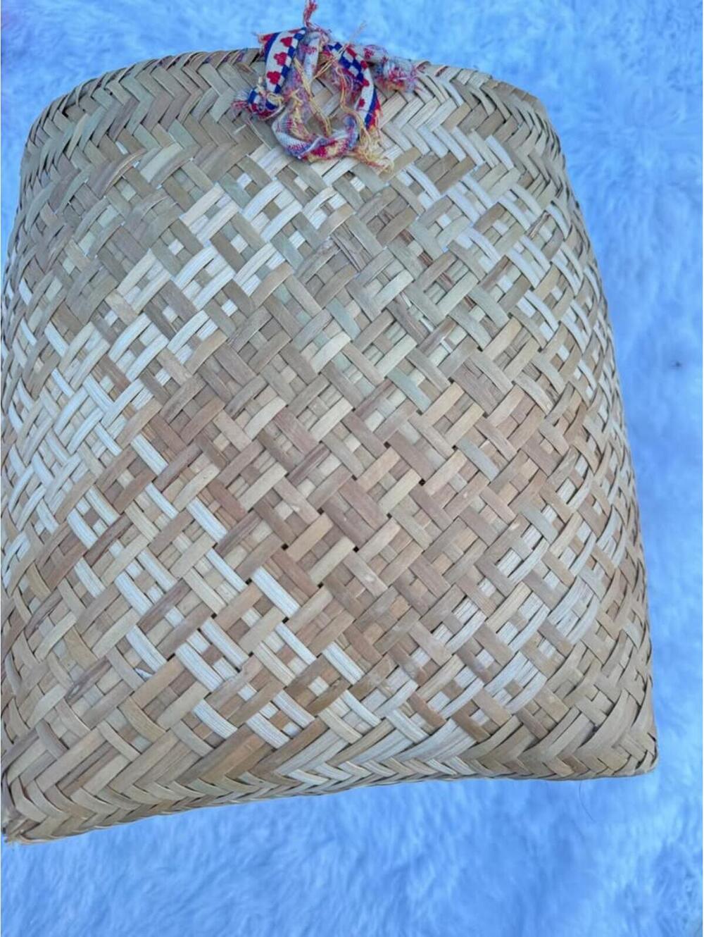 Woven Storage Basket with cute rustic fabric accent